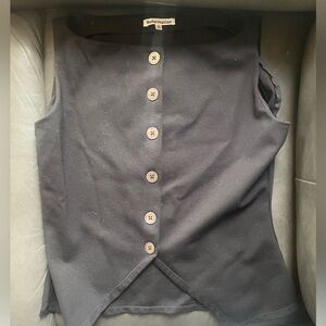 Reformation Black Button Vest Top